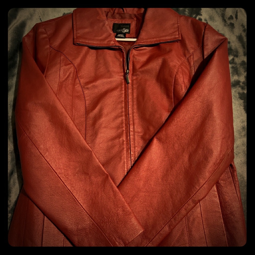Red leather jacket